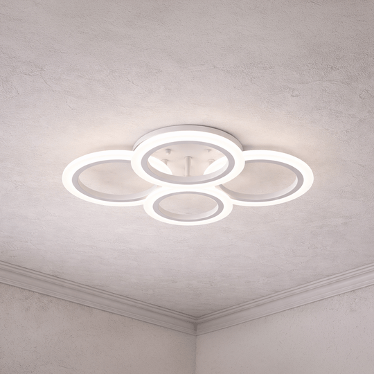 LED полилей с дистанционно BETTY 43W, 4 кръга, Студена/Топла/Неутрална светлина, Димируем, Бял LED полилей с дистанционно управление Заглавие по подразбиране Alessandro Design
