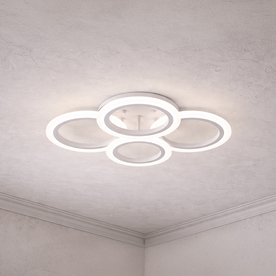 LED полилей с дистанционно BETTY 43W, 4 кръга, Студена/Топла/Неутрална светлина, Димируем, Бял