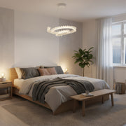 LED полилей с дистанционно управление LT188WH, кристал и метал, 40 W, димиране, регулируема височина, студена/топла/неутрална светлина, луксозно осветление LED полилеи с дистанционно управление Заглавие по подразбиране Alessandro Design