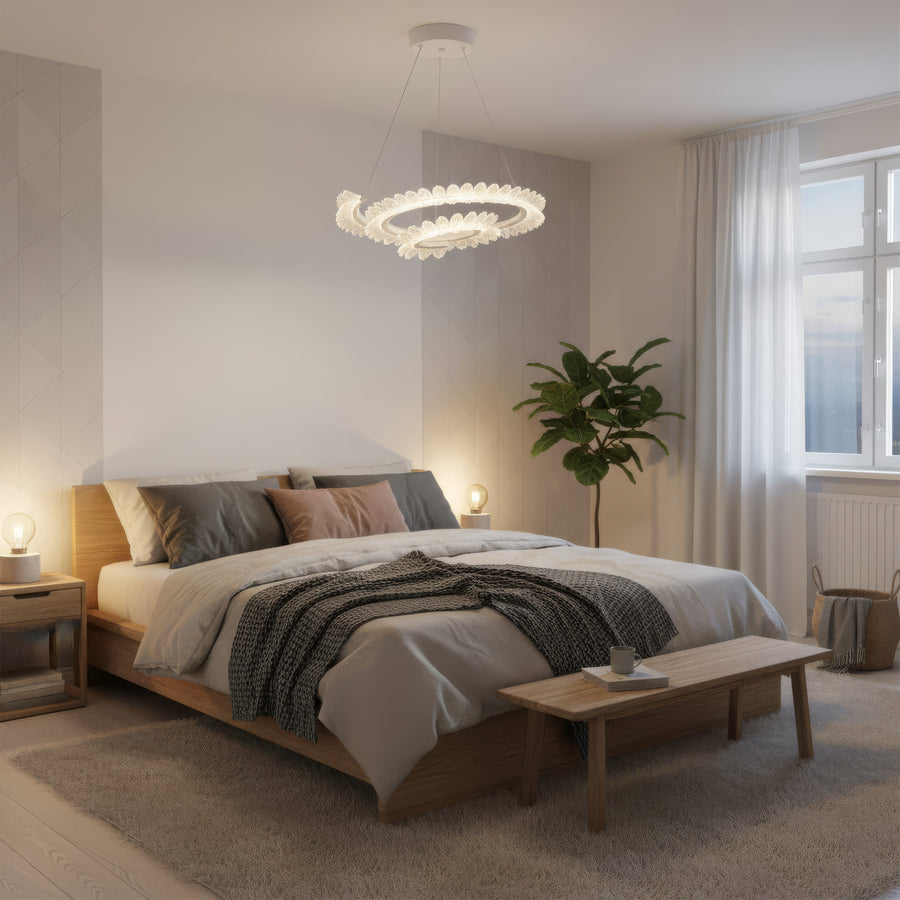 LED полилей с дистанционно управление LT188WH, кристал и метал, 40 W, димиране, регулируема височина, студена/топла/неутрална светлина, луксозно осветление LED полилеи с дистанционно управление Заглавие по подразбиране Alessandro Design