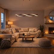 Окачен LED полилей с дистанционно управление, FLUX, 27W, 116 см, студена/топла/неутрална светлина 3000K/4000K/6000K, димируем, черен, регулируема височина, метал и силикон