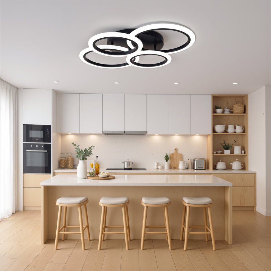 LED полилей с дистанционно управление на Бети 44W, 4 кръга, студ/гореща/неутрална светлина, нестабилна, черна