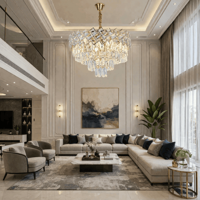 Кристален полилей WINDSOR Eleganza 8x E14, диаметър 39 см, блестящо злато, регулируема височина, метал и кристал