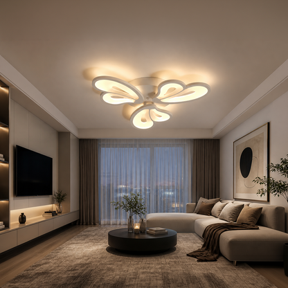 LED похот на Blossom 43W дистанционно управление, 3 венчелистчета, студ/гореща/неутрална светлина, бяло, бяло