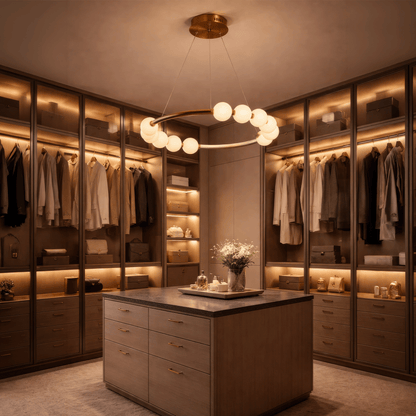 Суспендиран Lustra LED Acril Nova 57W с дистанционно управление, Beotal, 3000K/4000K/6000K, злато, метал и акрил