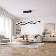 Окачен LED полилей с дистанционно управление, FLUX, 27W, 116 см, студена/топла/неутрална светлина 3000K/4000K/6000K, димируем, черен, регулируема височина, метал и силикон