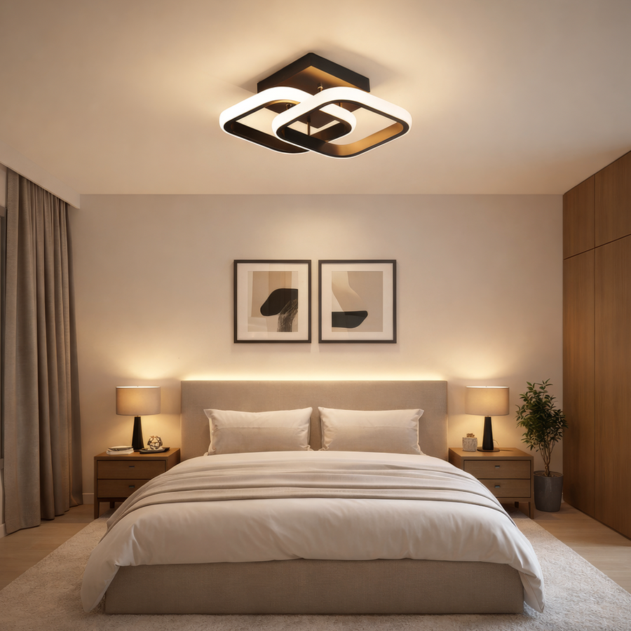 VERTEX Matrix LED полилей с припокриващи се ромби, метални рамки, 24W, 2 ромба, студена/топла/неутрална светлина 3000K/4000K/6000K, черно, метал и силикон