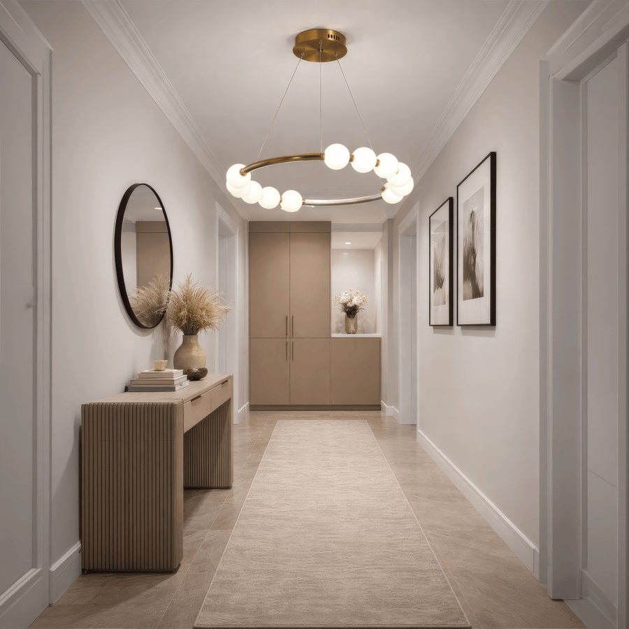 Суспендиран Lustra LED Acril Nova 57W с дистанционно управление, Beotal, 3000K/4000K/6000K, злато, метал и акрил