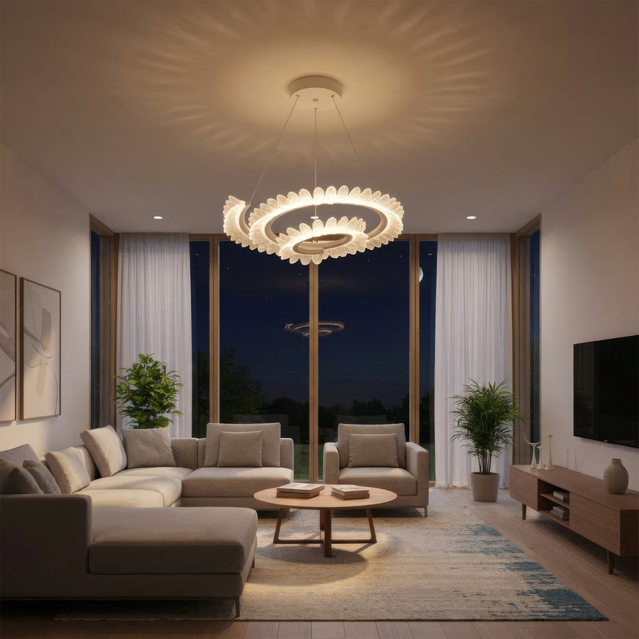 LED полилей с дистанционно управление LT188WH, кристал и метал, 40 W, димиране, регулируема височина, студена/топла/неутрална светлина, луксозно осветление LED полилеи с дистанционно управление Заглавие по подразбиране Alessandro Design