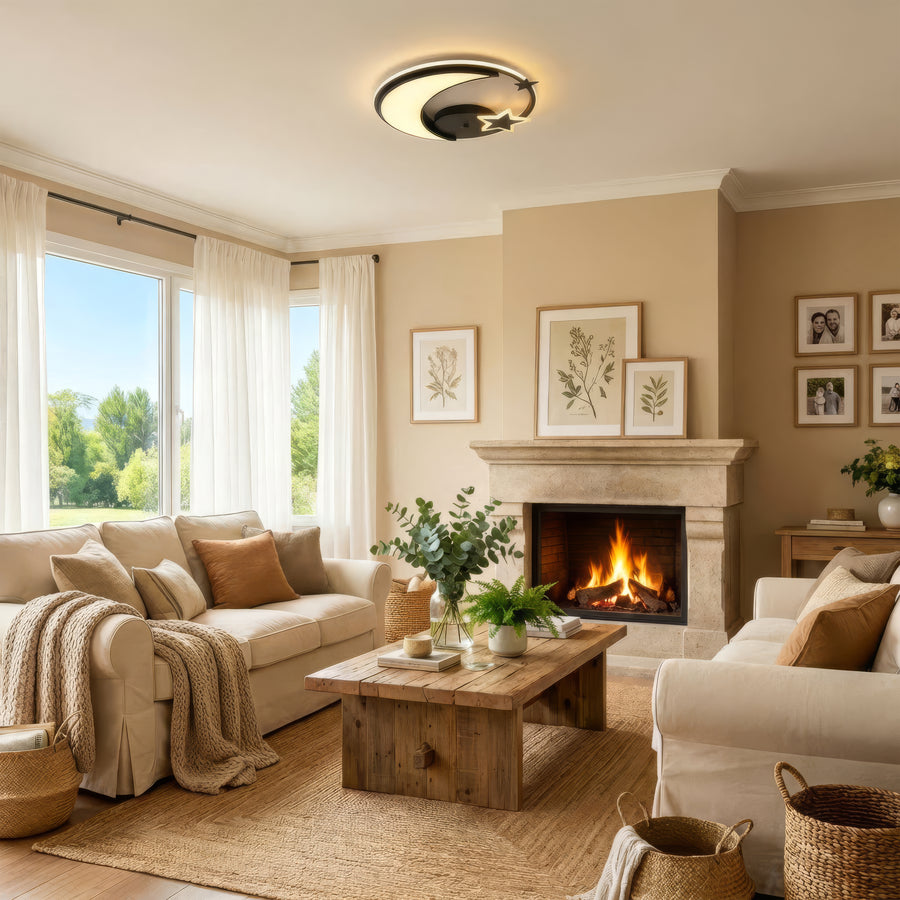 LED полилей с дистанционно управление на Alyona 44W, луна и звезда, студена/гореща/неутрална светлина, нестабилна, черна