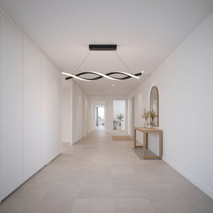 Окачен LED полилей с дистанционно управление, FLUX, 27W, 116 см, студена/топла/неутрална светлина 3000K/4000K/6000K, димируем, черен, регулируема височина, метал и силикон