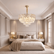 Кристален полилей WINDSOR Eleganza 8x E14, диаметър 39 см, блестящо злато, регулируема височина, метал и кристал