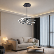 Окачен LED полилей с дистанционно управление 103W, 5 квадрата, Студена/Топла/Неутрална светлина, Димируем, Черен