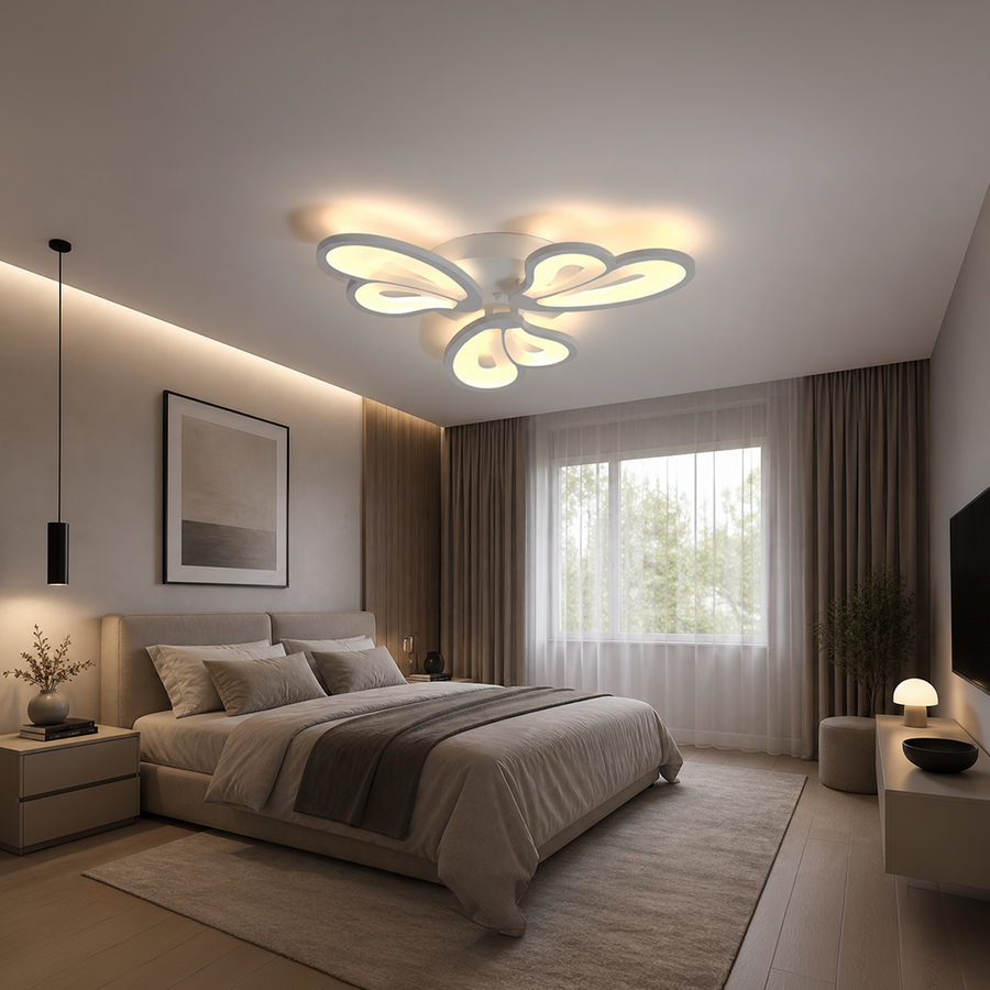LED похот на Blossom 43W дистанционно управление, 3 венчелистчета, студ/гореща/неутрална светлина, бяло, бяло