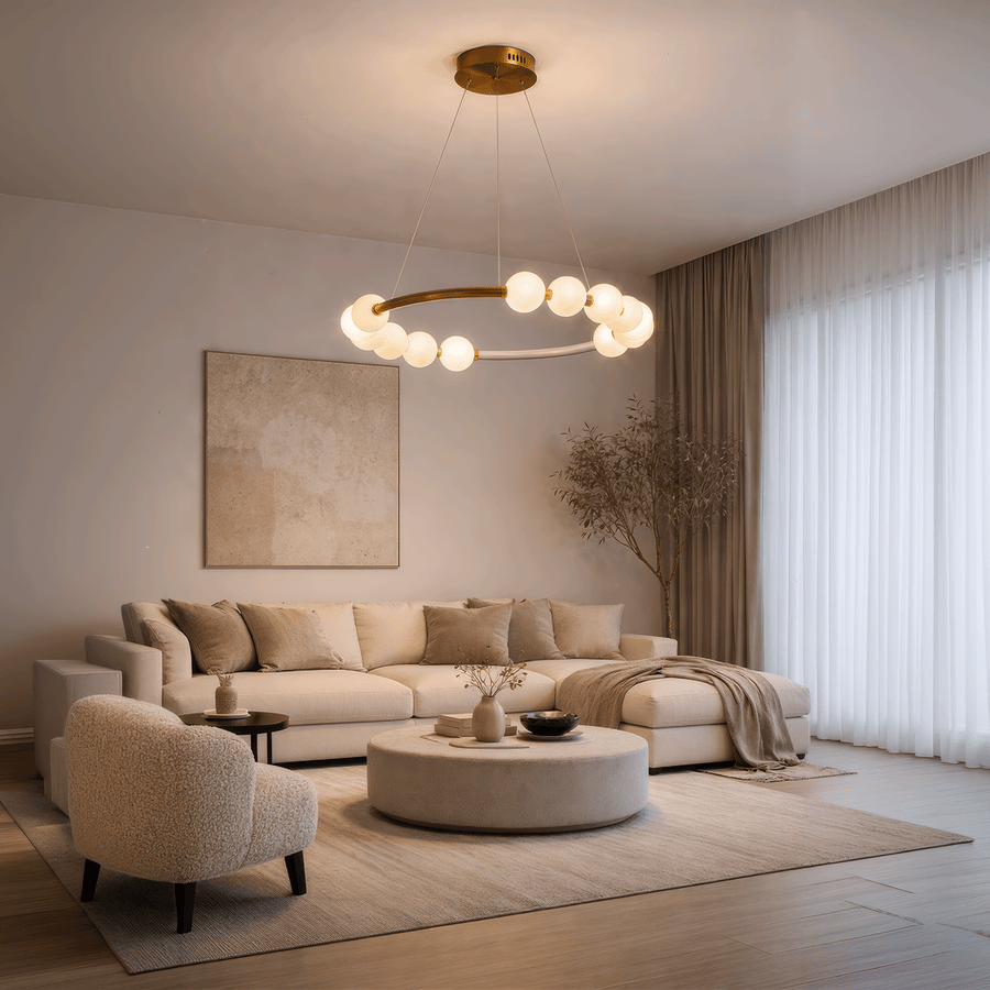 Суспендиран Lustra LED Acril Nova 57W с дистанционно управление, Beotal, 3000K/4000K/6000K, злато, метал и акрил