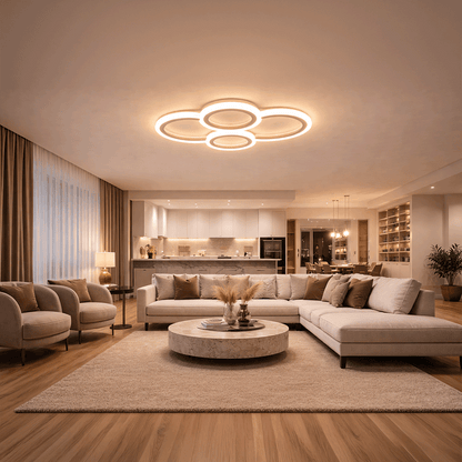 LED полилей с дистанционно BETTY 43W, 4 кръга, Студена/Топла/Неутрална светлина, Димируем, Бял