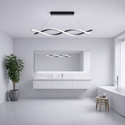 Окачен LED полилей с дистанционно управление, FLUX, 27W, 116 см, студена/топла/неутрална светлина 3000K/4000K/6000K, димируем, черен, регулируема височина, метал и силикон