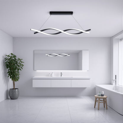 Окачен LED полилей с дистанционно управление, FLUX, 27W, 116 см, студена/топла/неутрална светлина 3000K/4000K/6000K, димируем, черен, регулируема височина, метал и силикон