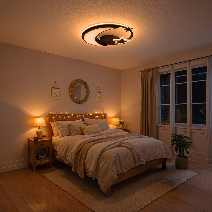 LED полилей с дистанционно управление на Alyona 44W, луна и звезда, студена/гореща/неутрална светлина, нестабилна, черна