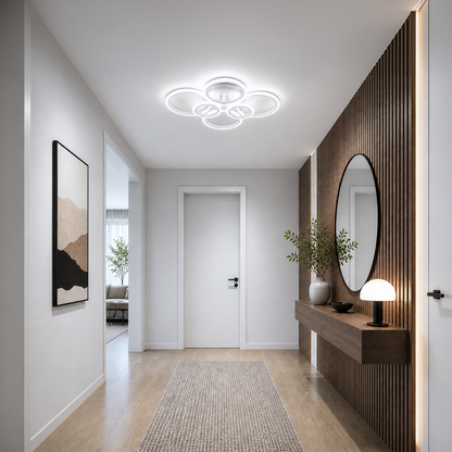 LED полилей с дистанционно управление на Betty 82W, 6 кръга, студ/гореща/неутрална светлина, нестабилен, бял