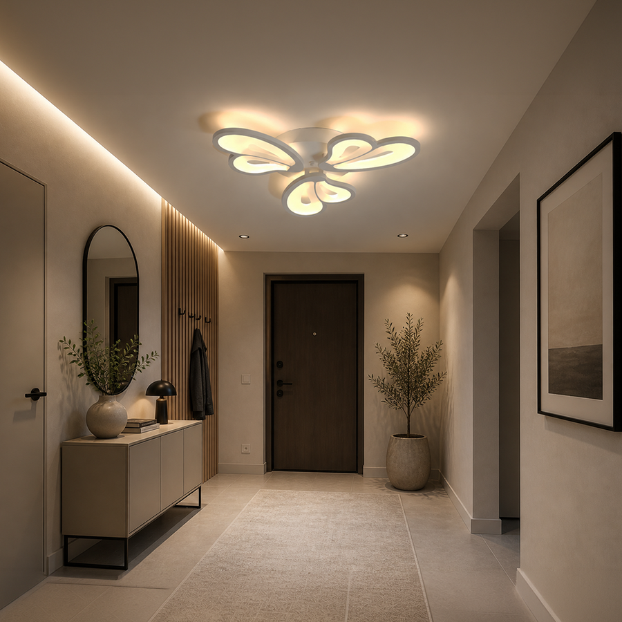LED похот на Blossom 43W дистанционно управление, 3 венчелистчета, студ/гореща/неутрална светлина, бяло, бяло