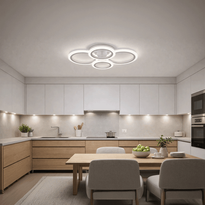 LED полилей с дистанционно BETTY 43W, 4 кръга, Студена/Топла/Неутрална светлина, Димируем, Бял