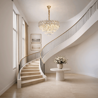 Кристален полилей WINDSOR Eleganza 8x E14, диаметър 39 см, блестящо злато, регулируема височина, метал и кристал