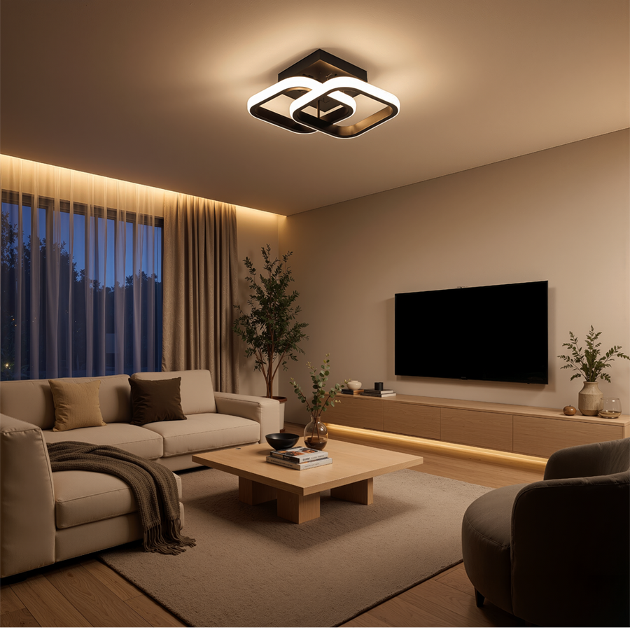 VERTEX Matrix LED полилей с припокриващи се ромби, метални рамки, 24W, 2 ромба, студена/топла/неутрална светлина 3000K/4000K/6000K, черно, метал и силикон