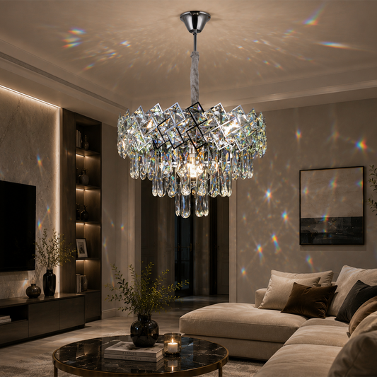 Кристален полилей WINDSOR Nobile 5xE14, диаметър 39 см, блестящ хром, регулируема височина
