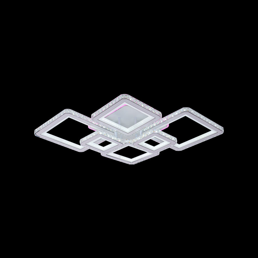 LED полилей с дистанционно управление и Quadris RGB 170W, 6 квадрата, студена/гореща/неутрална светлина, бяло, бяло