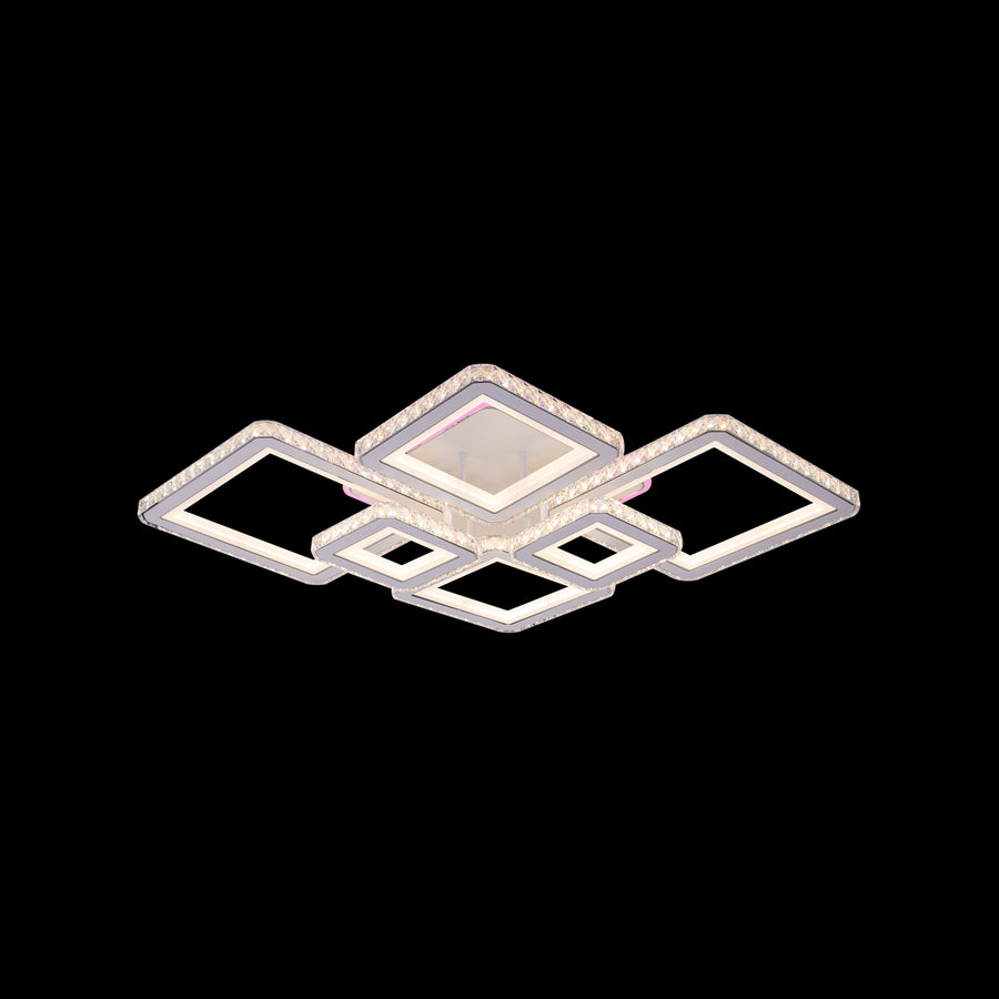 LED полилей с дистанционно управление и Quadris RGB 170W, 6 квадрата, студена/гореща/неутрална светлина, бяло, бяло