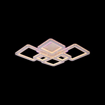 LED полилей с дистанционно управление и Quadris RGB 170W, 6 квадрата, студена/гореща/неутрална светлина, бяло, бяло