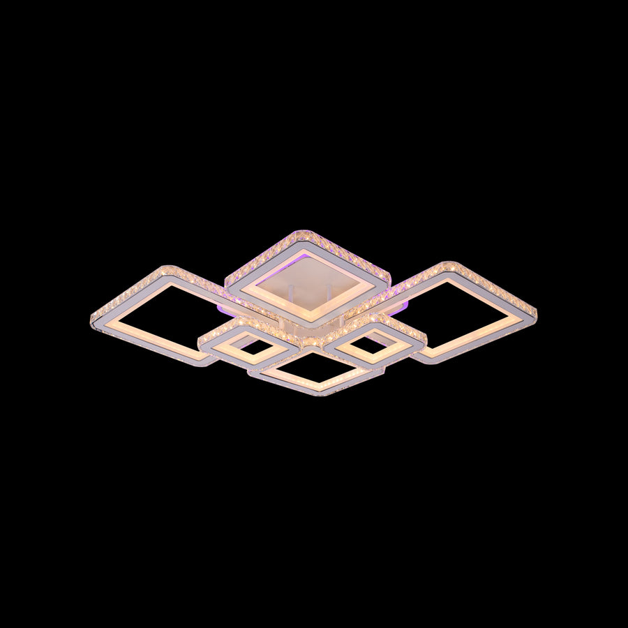 LED полилей с дистанционно управление и Quadris RGB 170W, 6 квадрата, студена/гореща/неутрална светлина, бяло, бяло