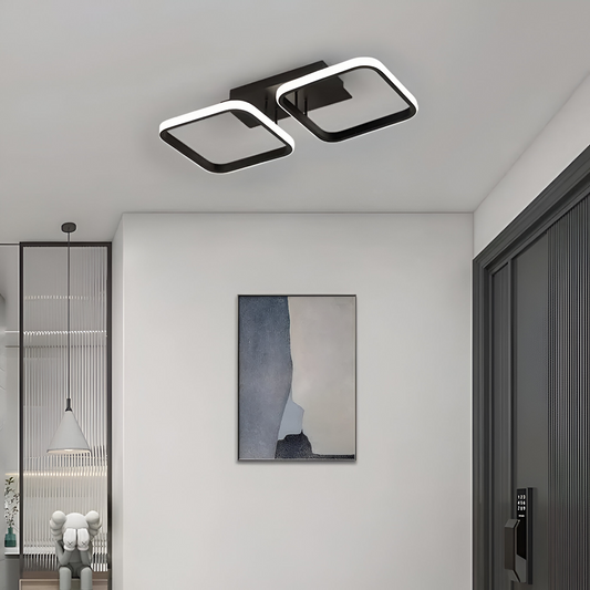 LED LED VERTEX GRID успоредна, 16W, 2 квадрата Студена/гореща/неутрална светлина, черна