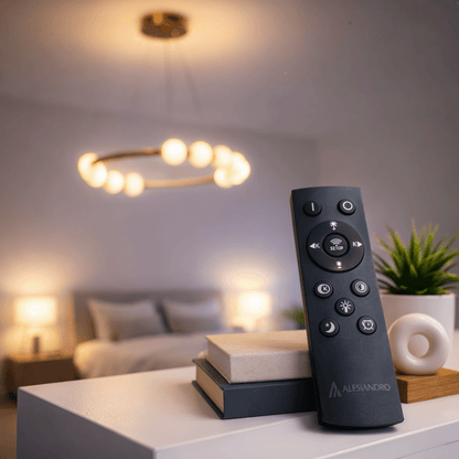 Суспендиран Lustra LED Acril Nova 57W с дистанционно управление, Beotal, 3000K/4000K/6000K, злато, метал и акрил