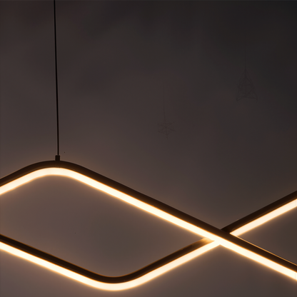 Окачен LED полилей с дистанционно ZIGZAG 27W, Студена/Топла/Неутрална светлина, Димируем, Черен, Регулируема Височина