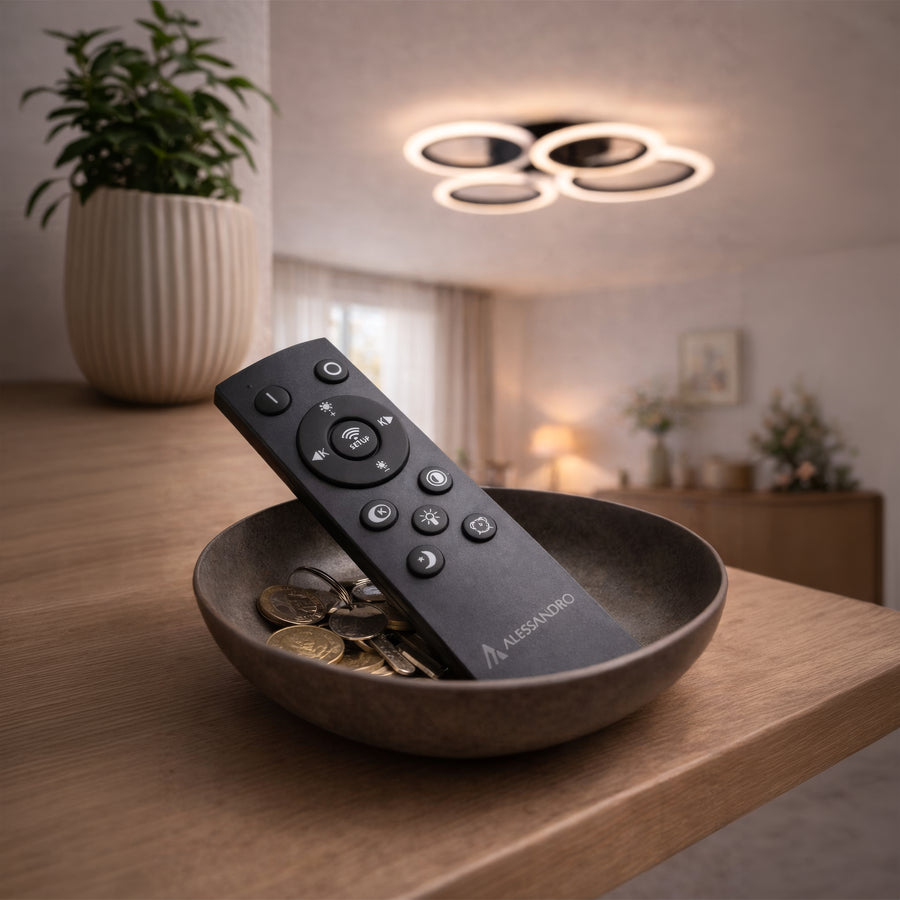 LED полилей с дистанционно управление на Бети 44W, 4 кръга, студ/гореща/неутрална светлина, нестабилна, черна