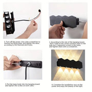 Външна и вътрешна LED стенна лампа, 4 източника x 1W, IP65, ABS, черна, 3000K