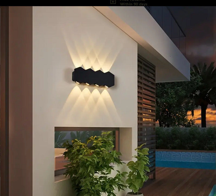 Външна и вътрешна LED стенна лампа, 4 източника x 1W, IP65, ABS, черна, 3000K