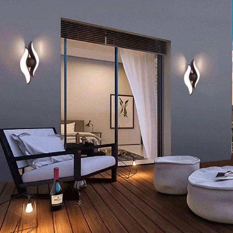 Външна и вътрешна LED стенна лампа, 4 източника x 1W, IP65, ABS, черна, 3000K