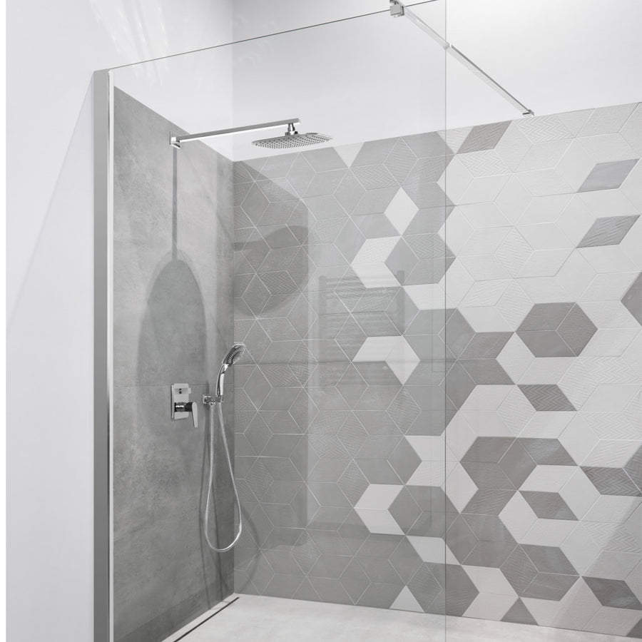 Paravan duș Walk-In 90x195 cm, sticlă securizată 8 mm, transparentă, profil metalic rezistent