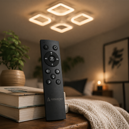 LED полилей с дистанционно ZOE 53W, 4 квадрата, Студена/Топла/Неутрална светлина, Димируем, Бял
