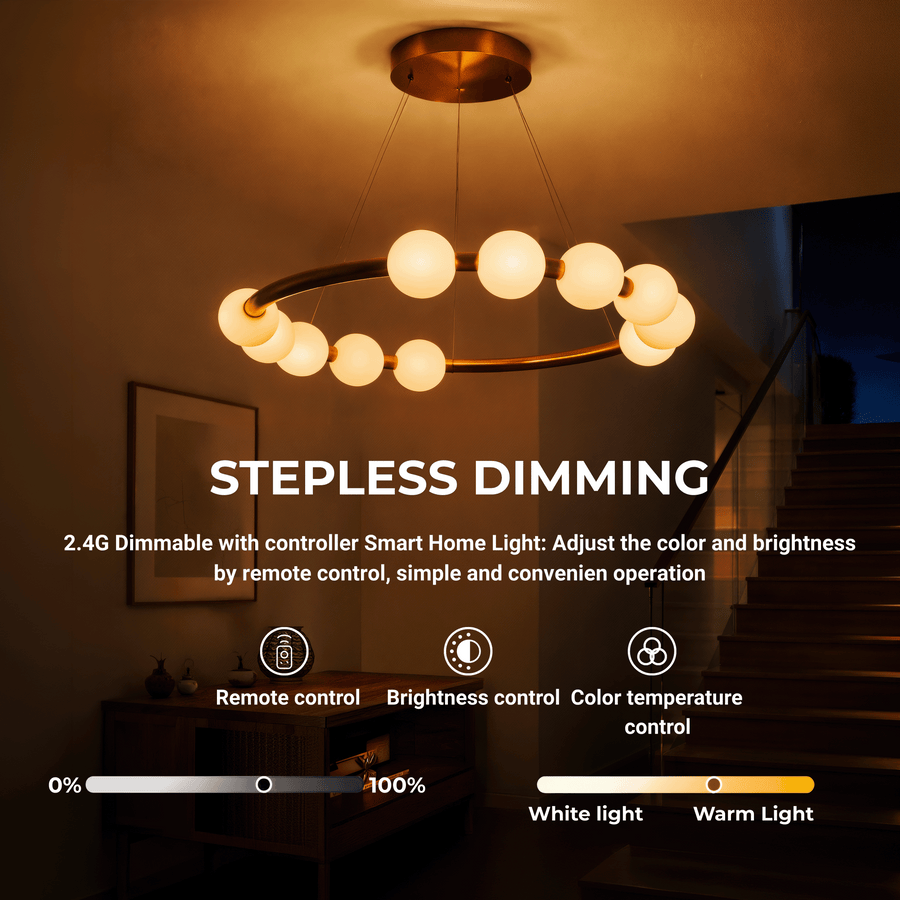 Суспендиран Lustra LED Acril Nova 57W с дистанционно управление, Beotal, 3000K/4000K/6000K, злато, метал и акрил