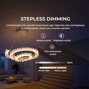 LED полилей с дистанционно управление LT188WH, кристал и метал, 40 W, димиране, регулируема височина, студена/топла/неутрална светлина, луксозно осветление LED полилеи с дистанционно управление Заглавие по подразбиране Alessandro Design