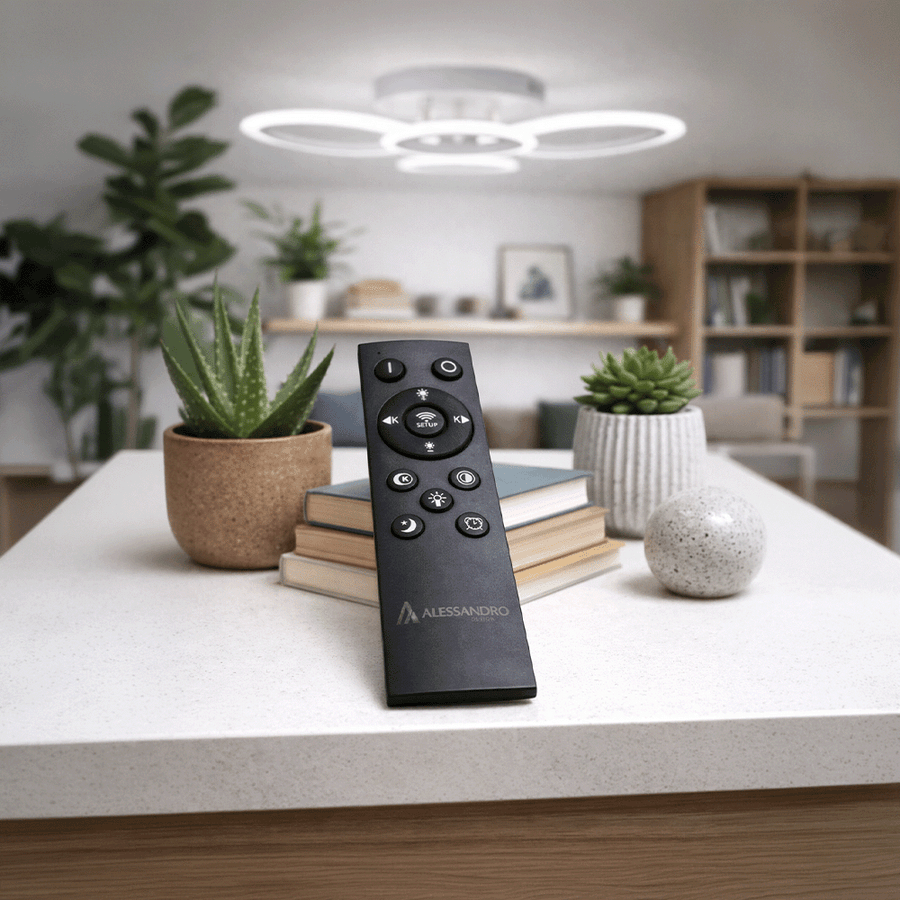 LED полилей с дистанционно BETTY 43W, 4 кръга, Студена/Топла/Неутрална светлина, Димируем, Бял