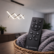 Окачен LED полилей с дистанционно ZIGZAG 27W, Студена/Топла/Неутрална светлина, Димируем, Черен, Регулируема Височина