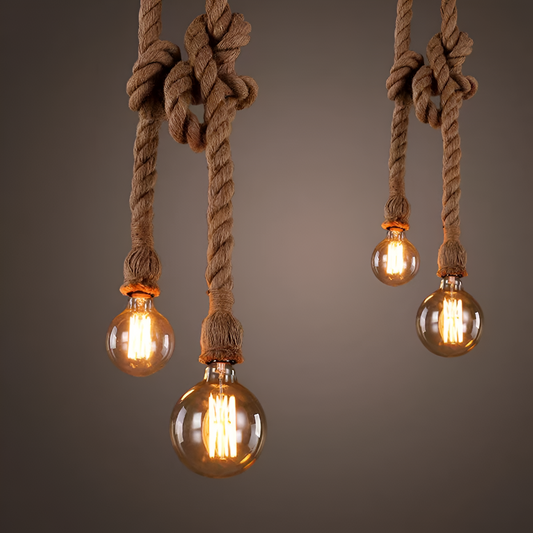 Caruso Pendul, 2*E27, Black, Metal and Twine