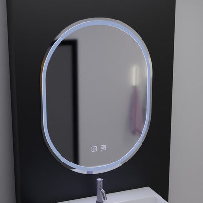 Овално LED огледало, 60x80cm, Velara Touch, система за разрушаване, подразбиращ се