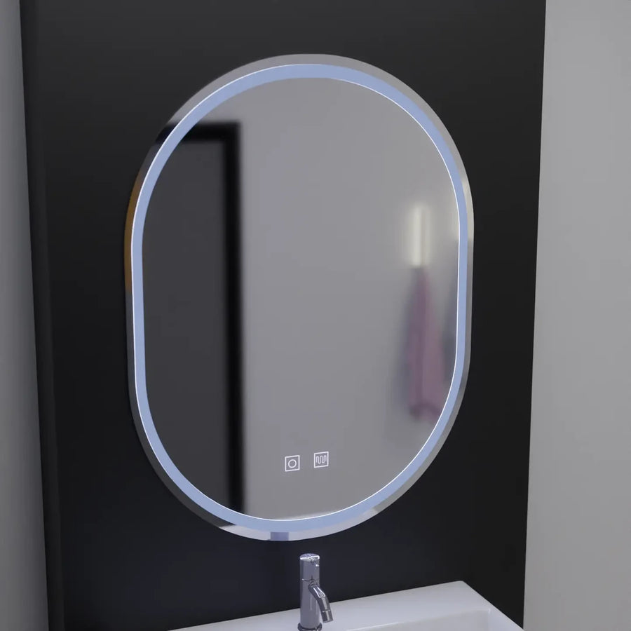 Овално LED огледало, 60x80cm, Velara Touch, система за разрушаване, подразбиращ се