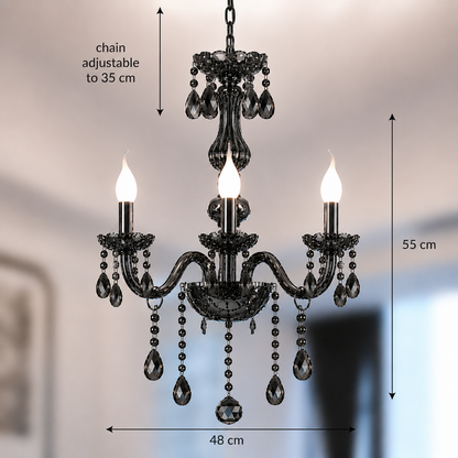 Кристал на полилей август Eleganza, 3xe14, диаметър 48 см, черен, регулируема височина